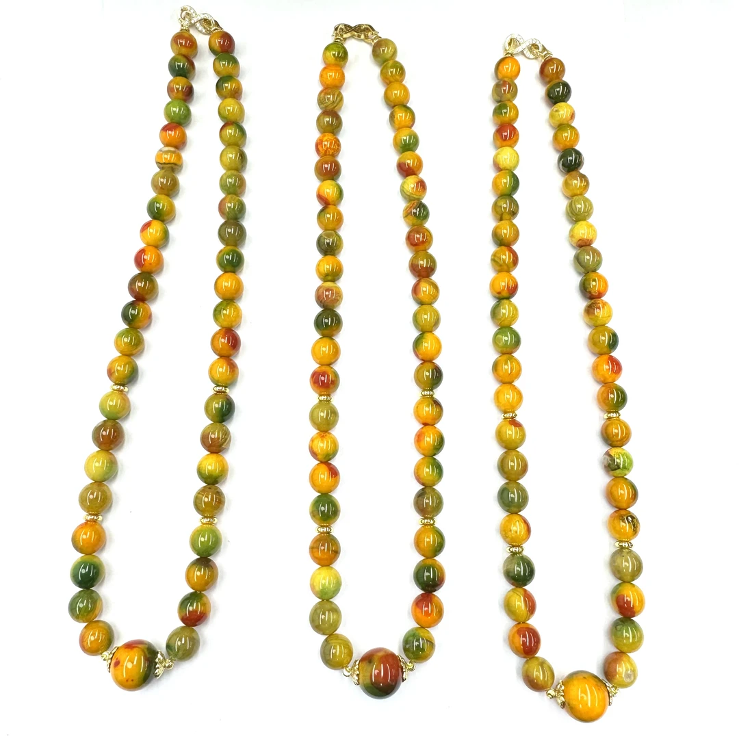 【符老板w】x630-民族风设计款甘文草玛瑙圆珠项链-多样性只发一件