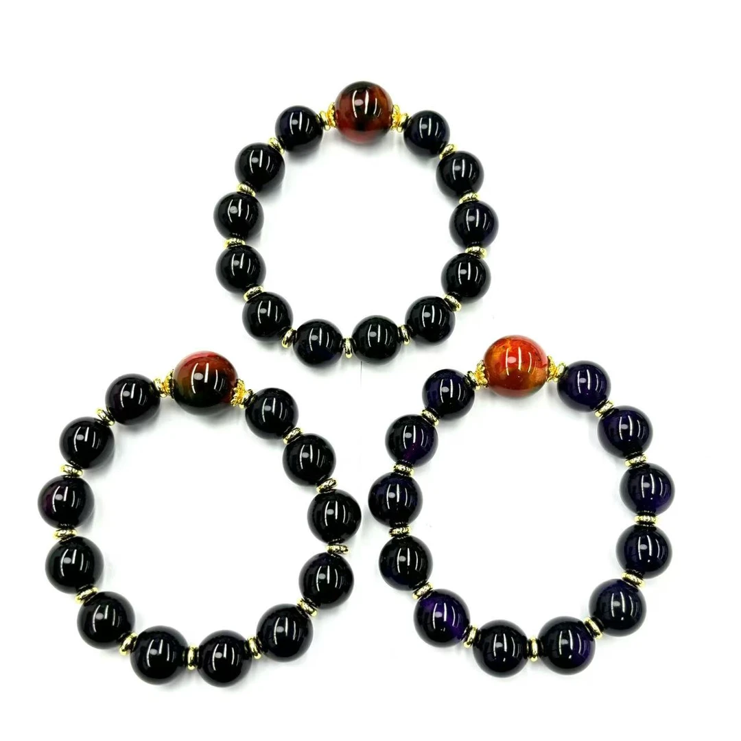 【符老板w】s970-国风设计款舒紫俱来玛瑙圆珠手串-多样性只发一件