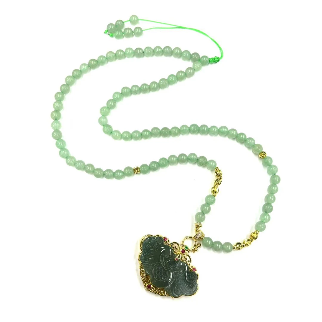 【符老板w】x615-翡翠凤凰设计款DIY冰葡萄毛衣链-赠礼盒
