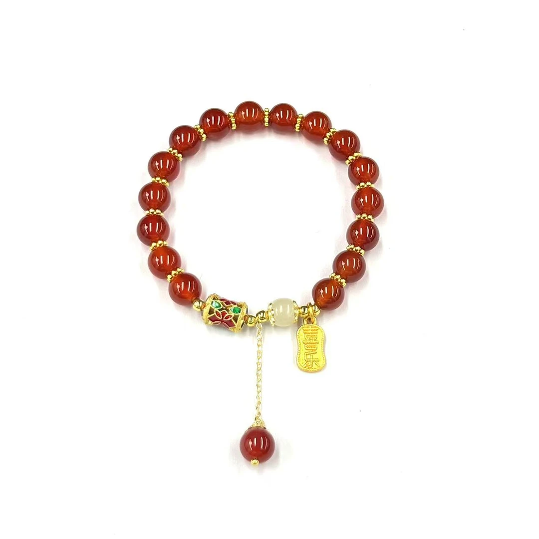 【符老板w】s1086-国风设计款红景玛瑙DIY手串-赠礼盒-合金
