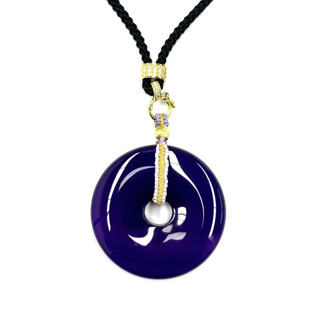 【符老板w】y2102-国风紫俱来玛瑙平安扣-赠礼盒-多样性只发一件