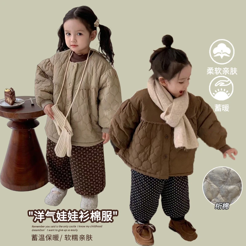 【暮色沉】韩版儿童加绒加厚棉服上衣森系女童冬娃娃衫外套新NWX01