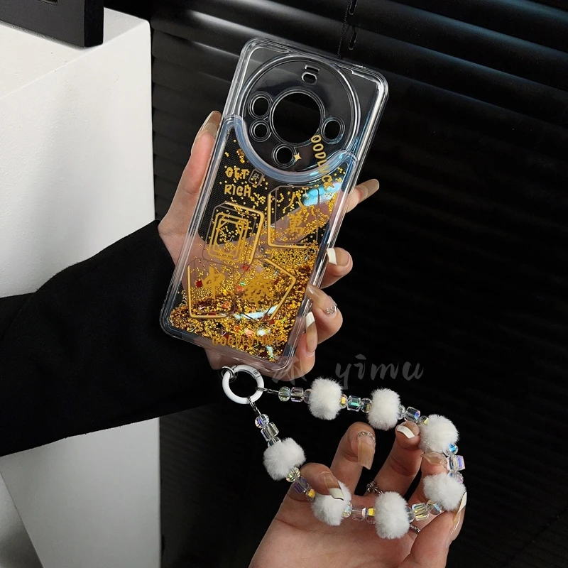 适用华为mate60手机壳新款mate60pro套新年财神发财手链流沙女款p