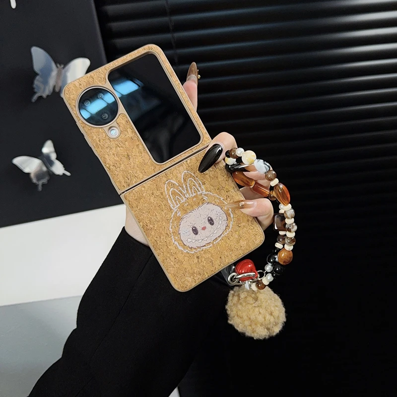 适用oppofindn3flip手机壳新款n3flip套oppo木纹卡通可爱拉布布女