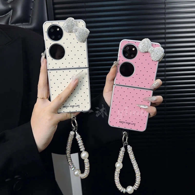 适用华为pocket2手机壳新款p50pocket套pockets满屏爱心蝴蝶结女p