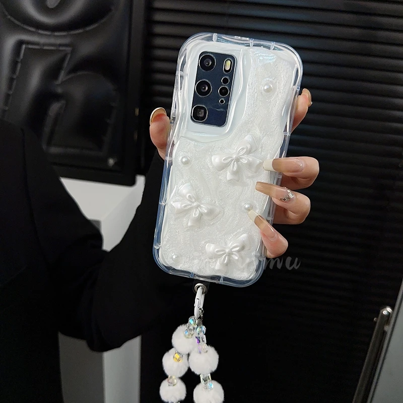 适用华为p40pro手机壳新款p40套简约创意高级立体蝴蝶结滴胶女款p