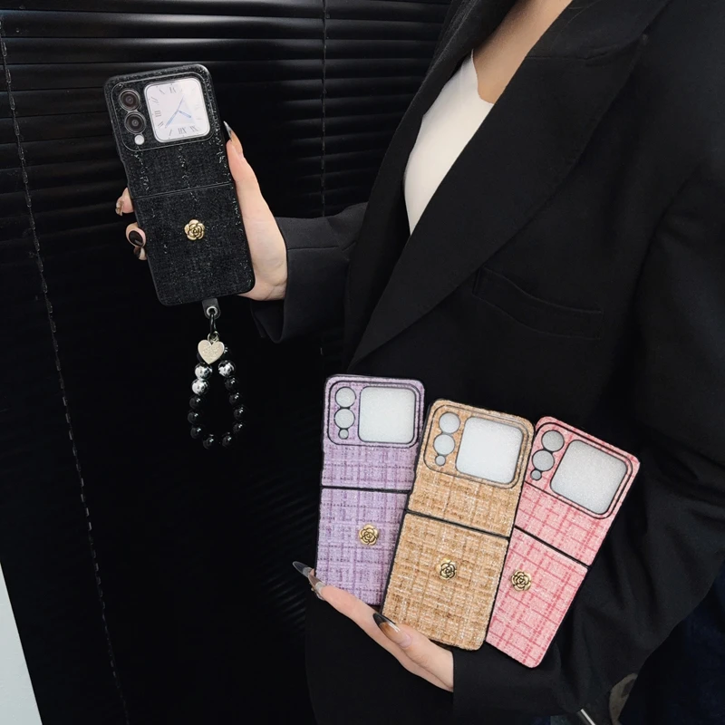 适用华为novaflip手机壳新款huawei套novaflip高级山茶花针织女款