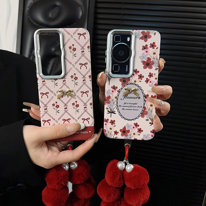 适用华为p60手机壳新款p60pro套huawei少女心蝴蝶结碎花森系ins女