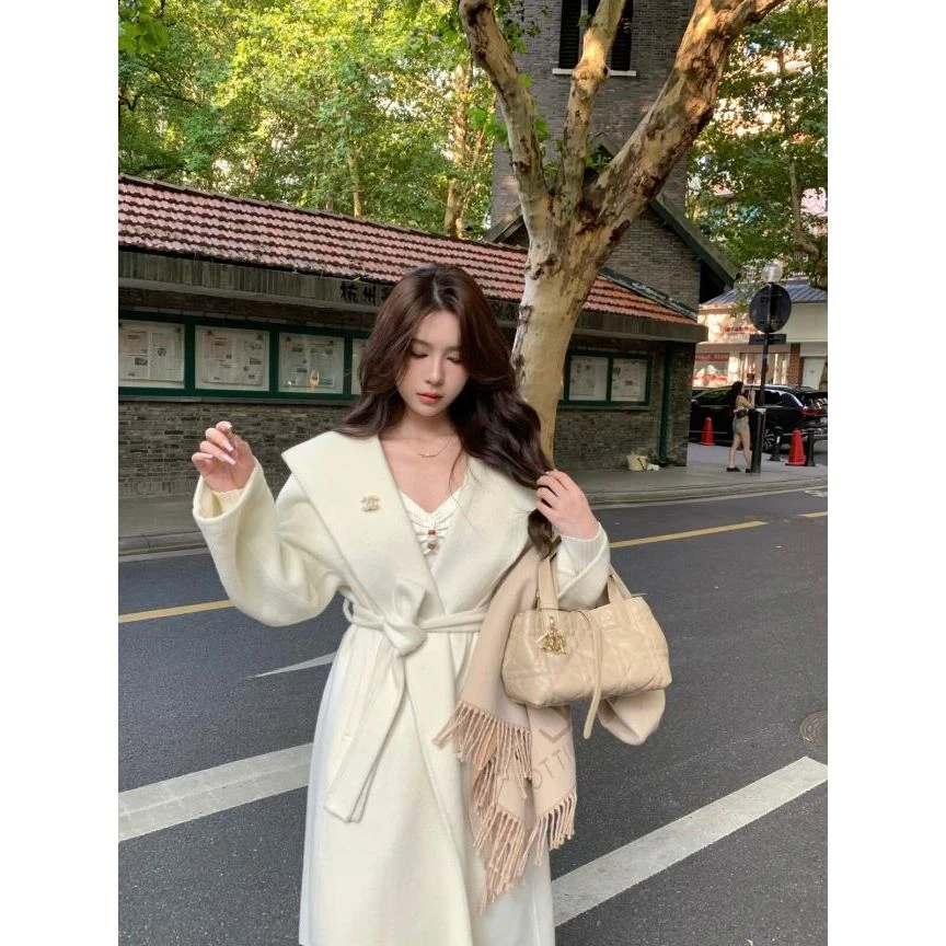 Yue【慕斯酒庄】冬季新款双面呢风衣斗篷毛呢外套大衣YY4AWZ01