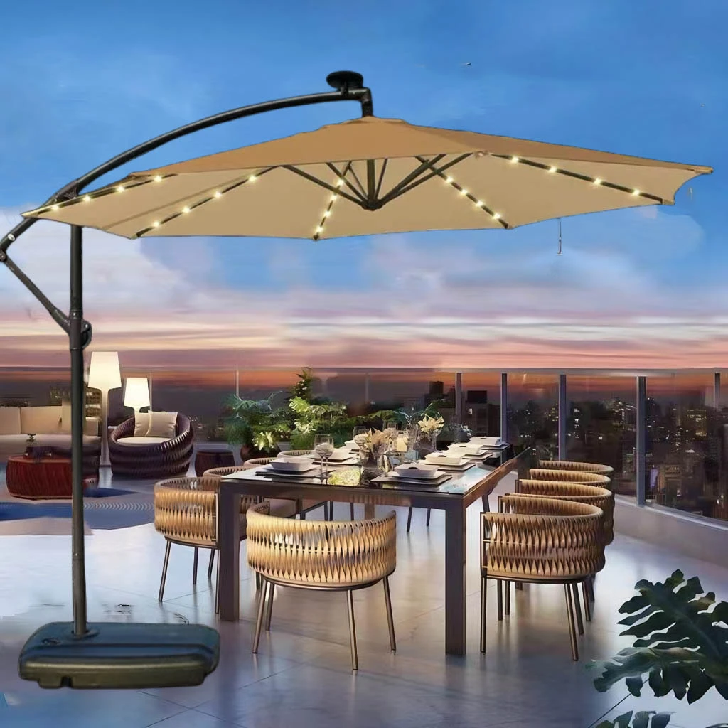 遮阳伞户外庭院伞太阳伞户外伞简约室外桌椅带伞摆摊露营伞香蕉伞