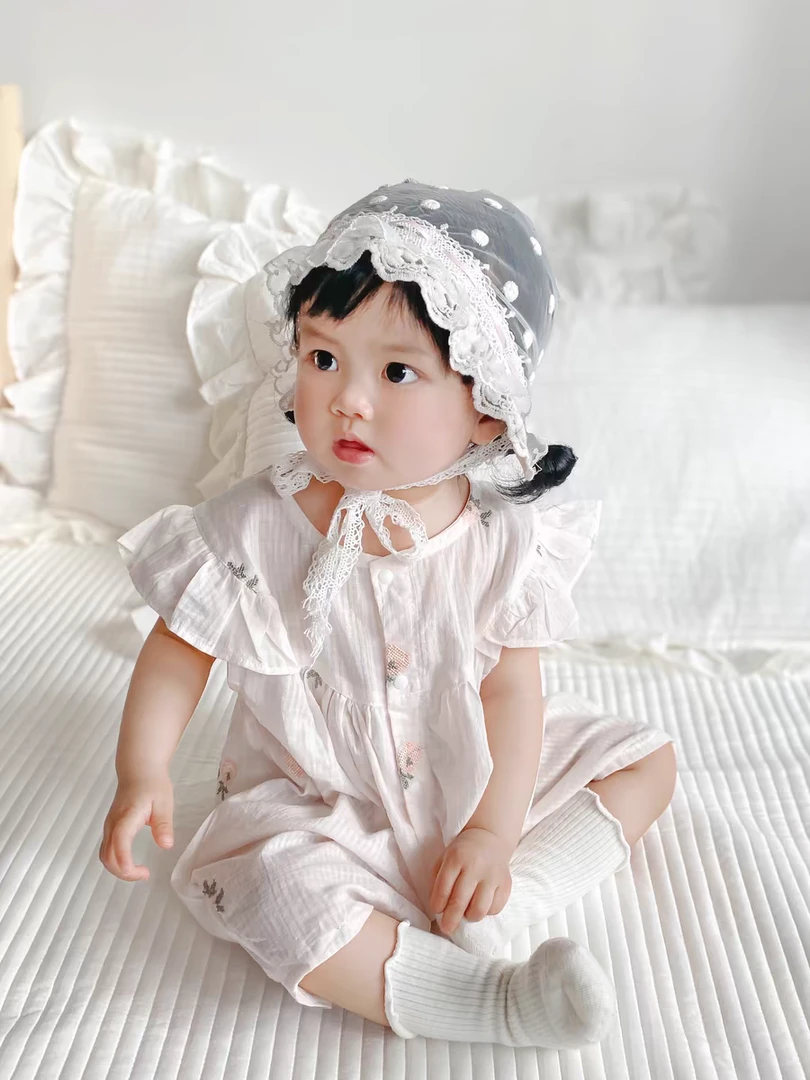 女宝宝洋气碎花哈衣爬服婴儿连体衣夏季包屁衣纯棉薄款新生儿衣服