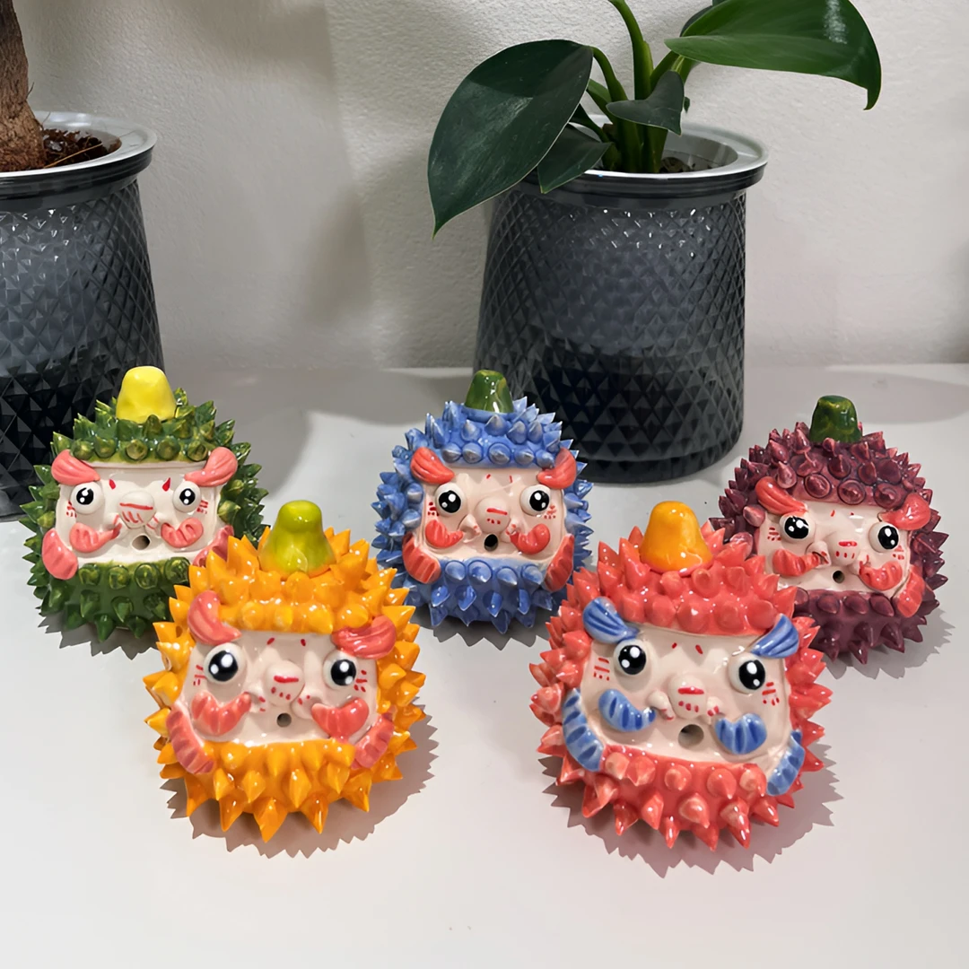手工文创手捏立体陶瓷榴莲达摩榴莲猪卡皮巴拉倭瓜摆件生日礼物