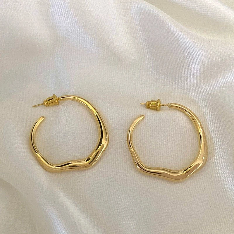 合金耳饰 欧美个性不规则大圆圈耳环女小众设计高级感几何耳饰