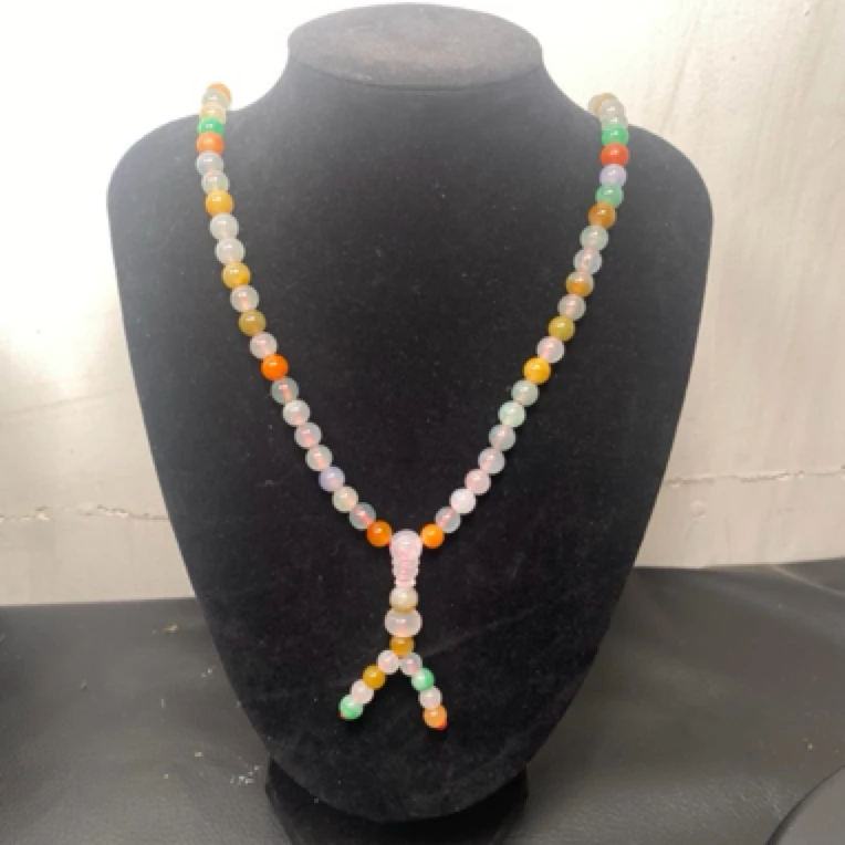 腾冲老料翡翠多宝塔链 天然翡翠高冰项链