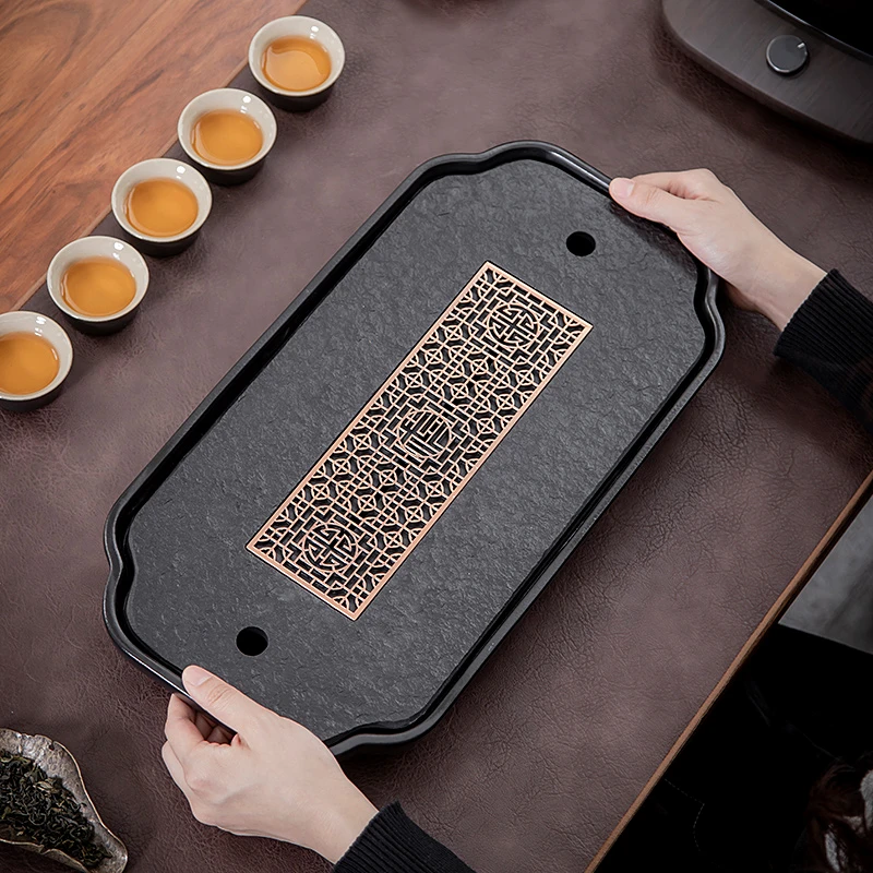乌金石茶盘家用桌面陶瓷干泡小型茶具2025新款茶台排水储水式两用