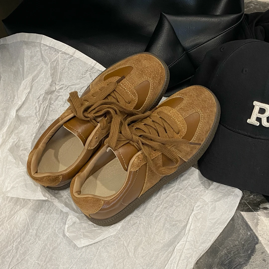 【猪猪家】复古美拉德德训鞋女2024秋季新款平底百搭板鞋休闲阿甘鞋