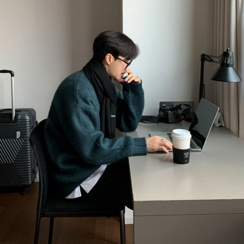 MRCYC马海毛慵懒毛衣男士冬季加厚打底衫韩版宽松软糯毛绒针织衫