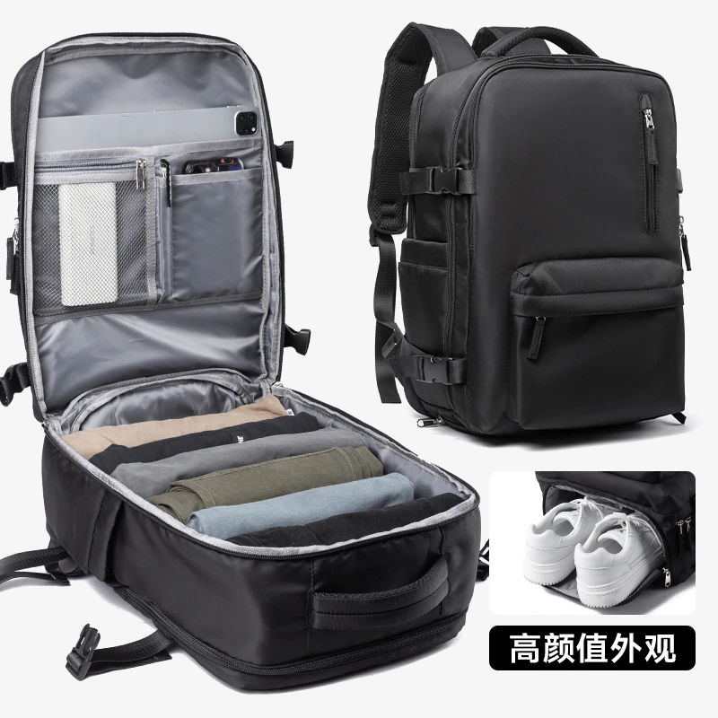 双肩背包男款潮流休闲大学生书包短途出差旅行包男士双肩包5655