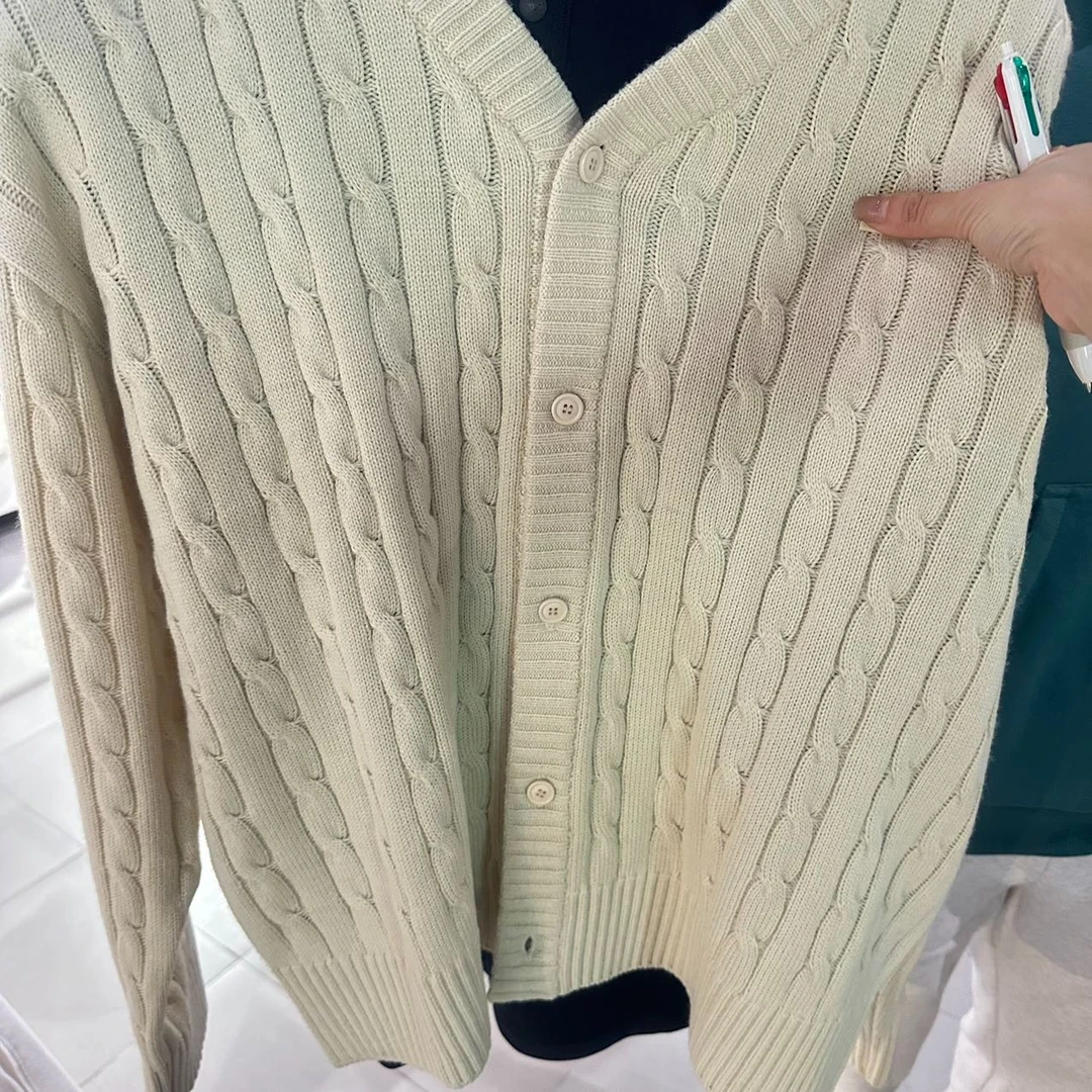 STE4803飞飞家韩国正品代购针织V领毛衣外套