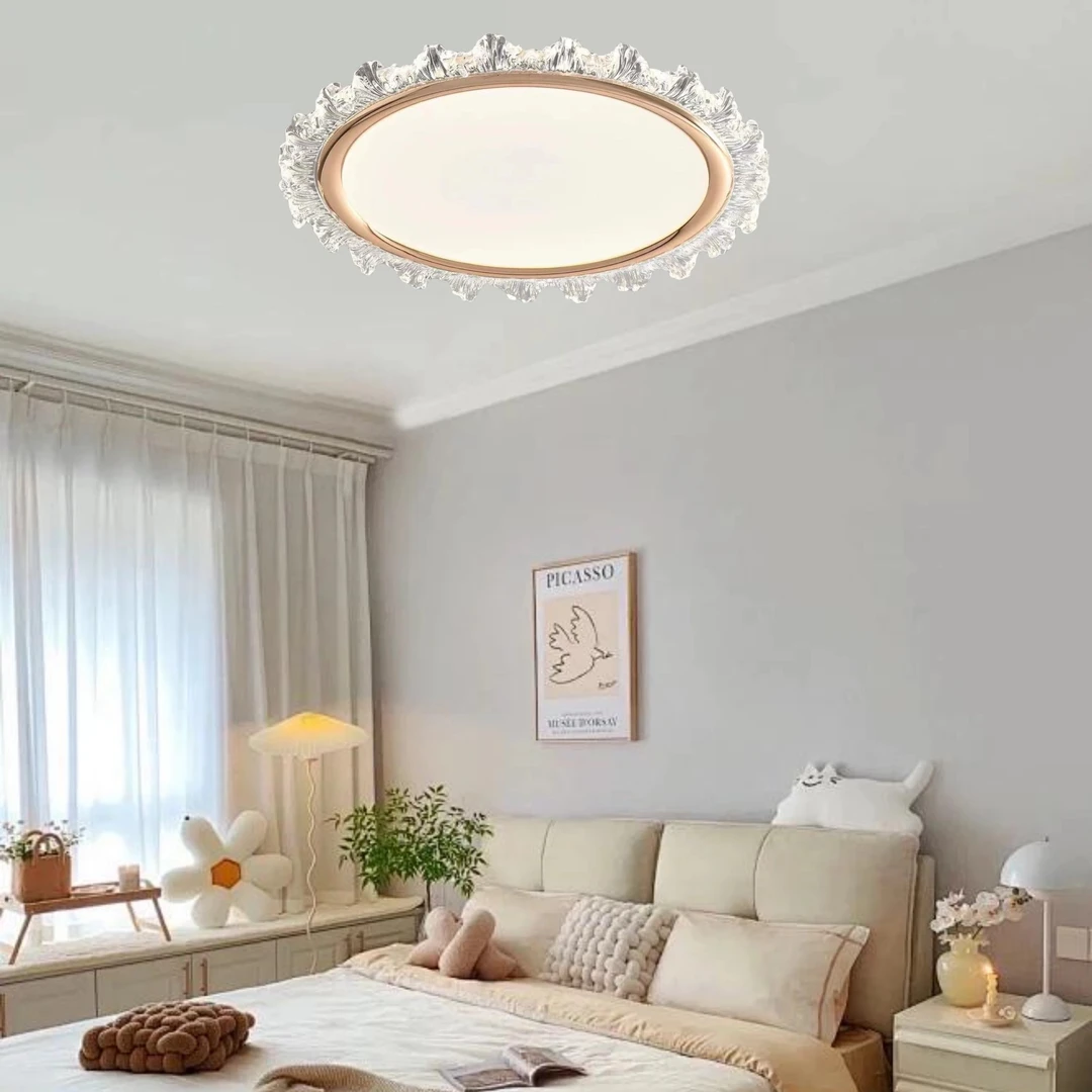 2024新款时尚意式轻奢极简水波纹光学亚克力全光谱led吸顶卧室灯