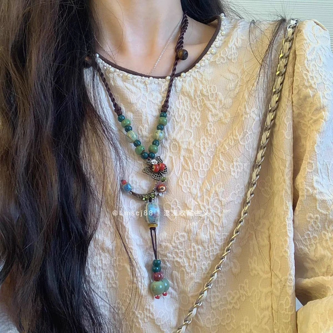 非金属布艺项链 西江月可调节长度文艺国风复古项链女饰品新款