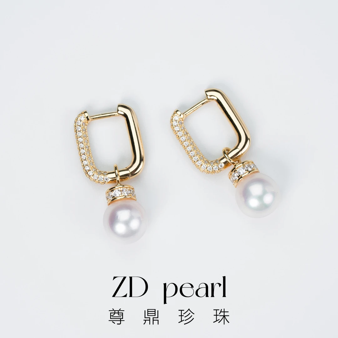 【鸭鸭】尊鼎珍珠-S925银海水珍珠akoya耳环两戴款8-9mm 微瑕强光