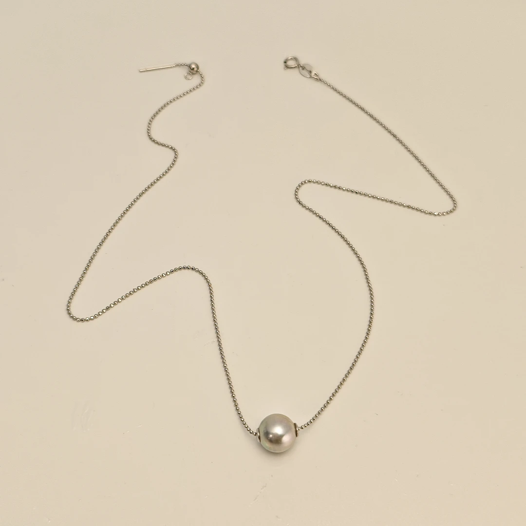 【佳文】尊鼎珍珠-S925银海水珍珠真多麻色系路路通9-10mm