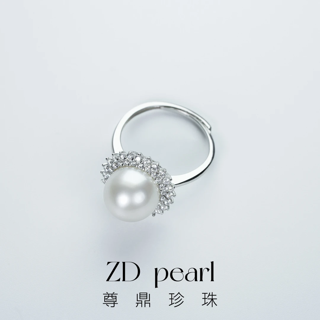 【鸭鸭】尊鼎珍珠-S925银海水珍珠澳白戒指10-11mm 近圆微瑕强光