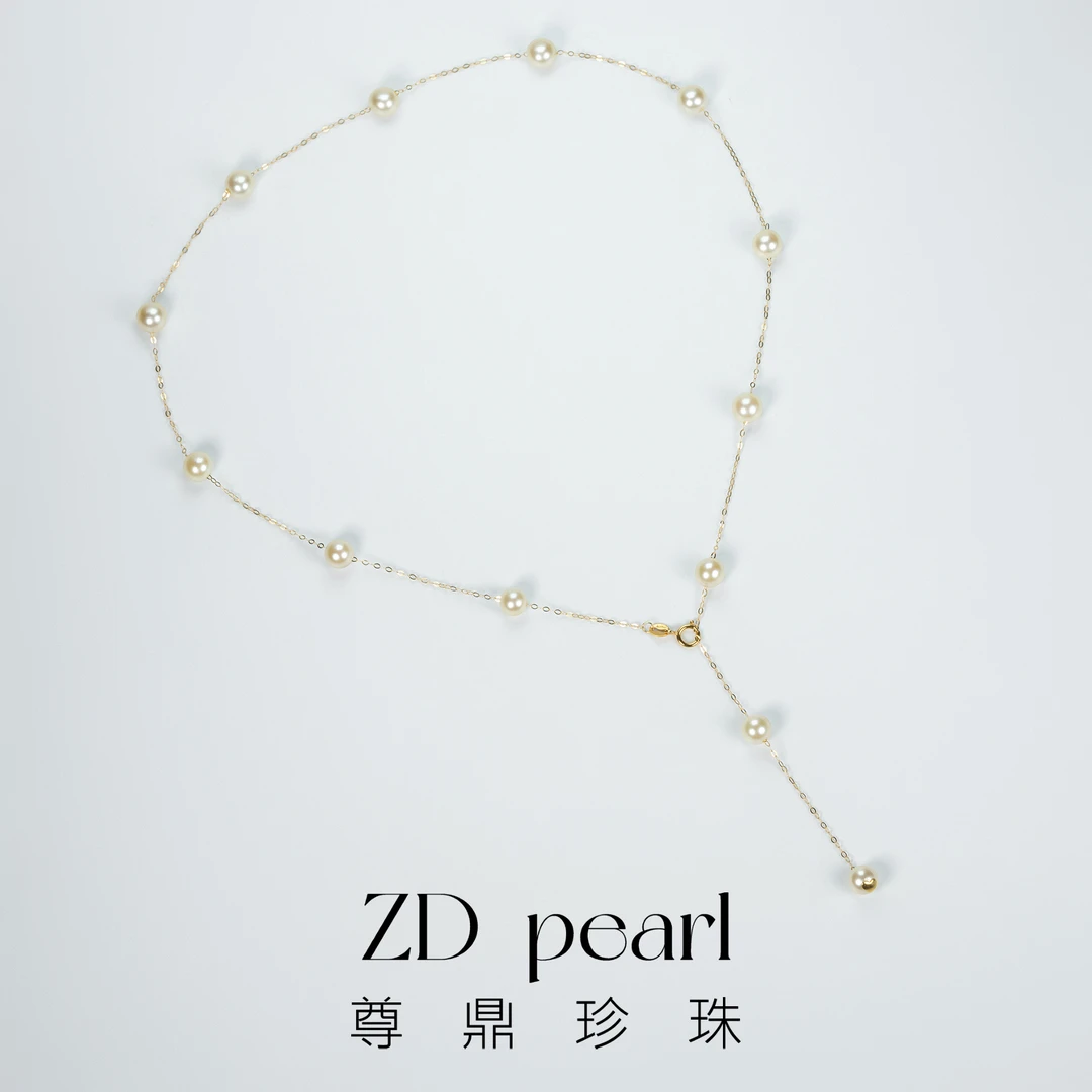 【央广专场】尊鼎珍珠18K金海水中国南珠羽皇金色满天星项链5-6mm