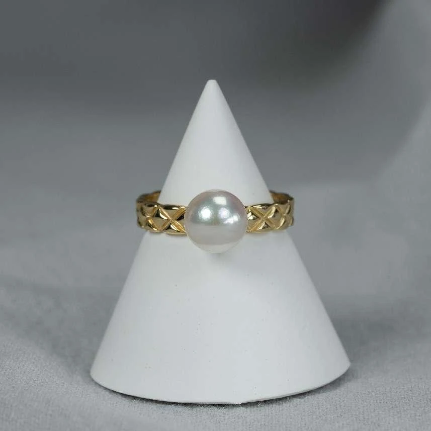 【阳阳】尊鼎珍珠-S925银海水珍珠akoya戒指7-8mm（孤品）