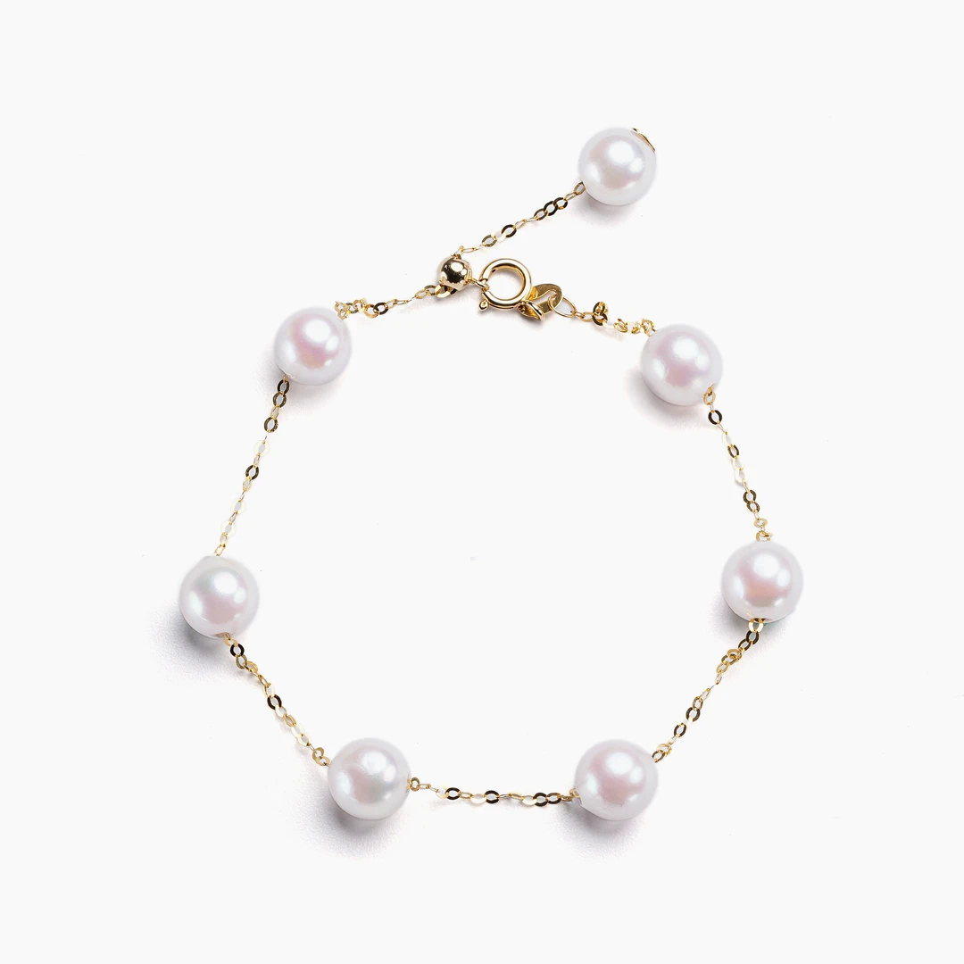 【交个朋友专属】尊鼎珍珠-18k金海水珍珠中国南珠满天星手链6-7mm