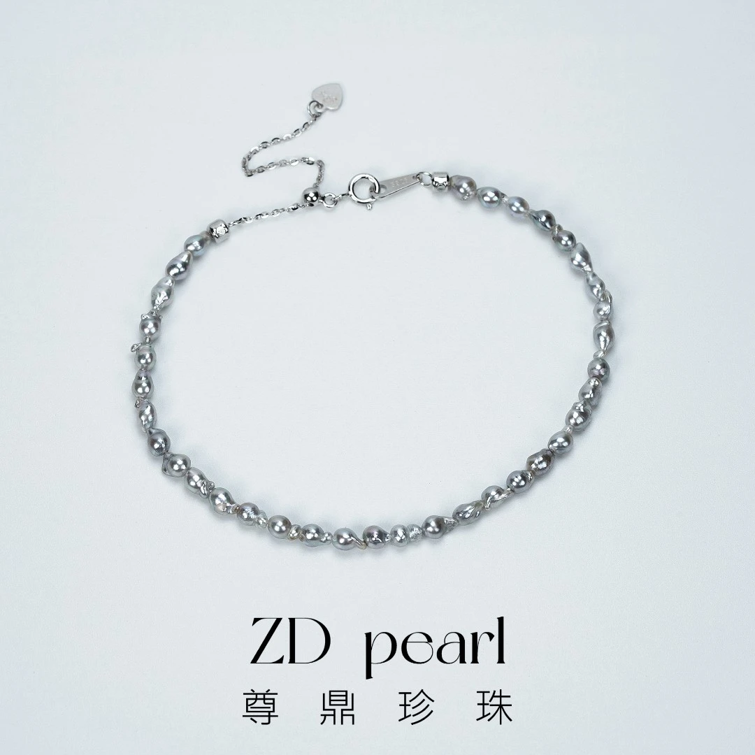 尊鼎珍珠-S925银海水珍珠真多麻色巴洛克手链+3-4mm-Nami
