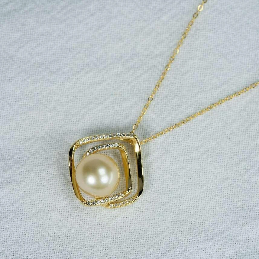 【鸭鸭】尊鼎珍珠-S925银海水金珠吊坠10-11mm（孤品）