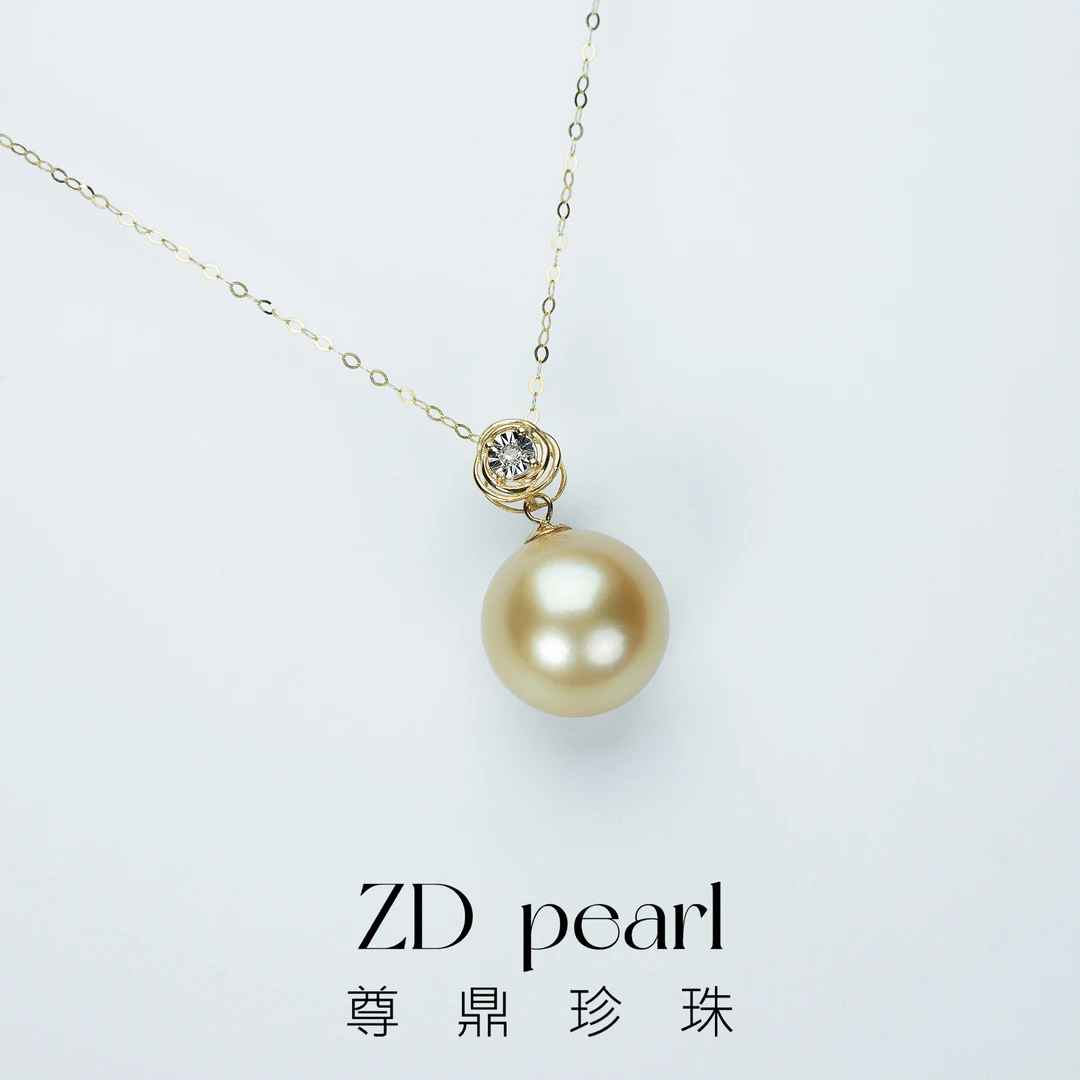尊鼎珍珠-通体18K金海水金珠吊坠+珠径11-12mm-Nami