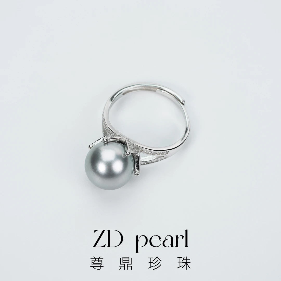 【谭谭】尊鼎珍珠-S925银海水黑珍珠戒指10-11mm
