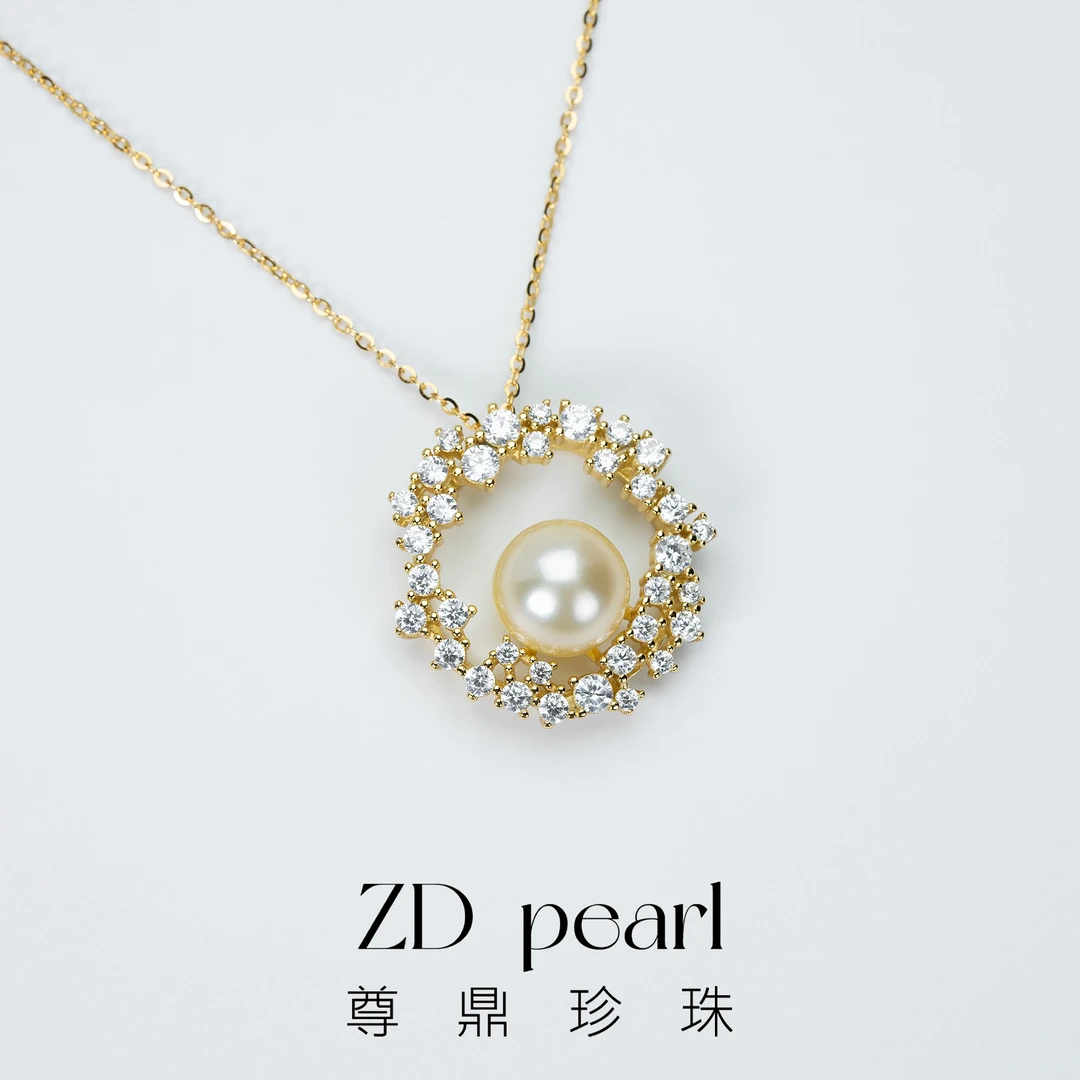 【Nami】尊鼎珍珠-银镀金海水金珠吊坠+珠径9-10mm 15g-Nami