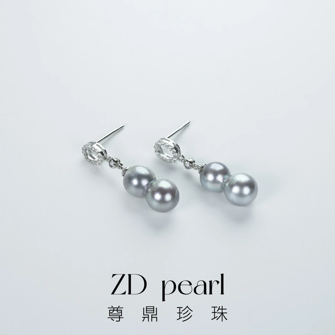 【阳阳】尊鼎珍珠-S925银海水珍珠真多麻色系耳钉7-8mm