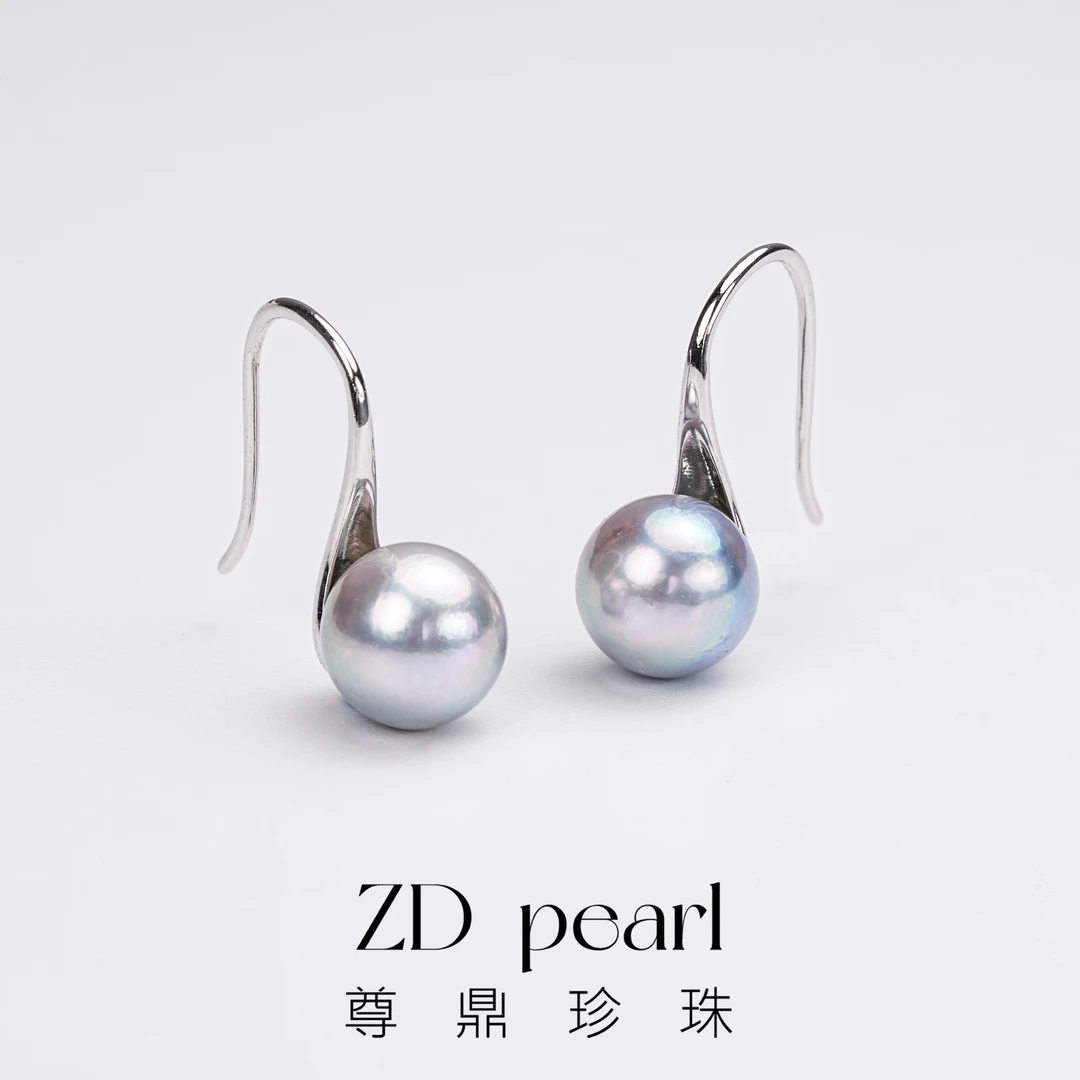 【阳阳】尊鼎珍珠-S925银海水珍珠真多麻耳钩+珠径7-8mm