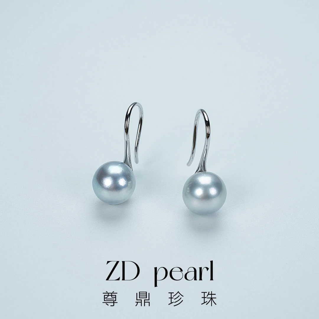 尊鼎珍珠-S925银海水珍珠真多麻耳钩KZ 8-8.5mm