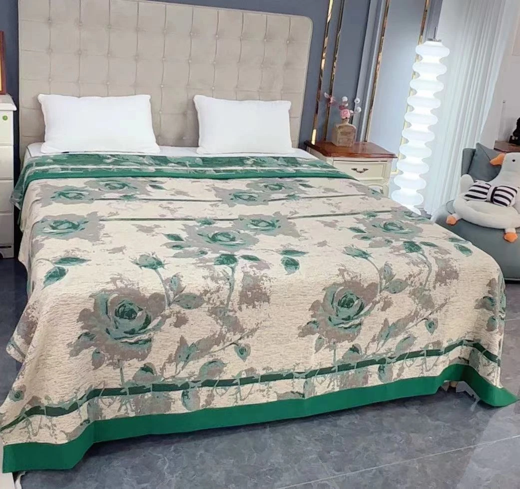 230*250【繁花绿】田园风亲肤透气双面款可机洗多功能纱布床盖