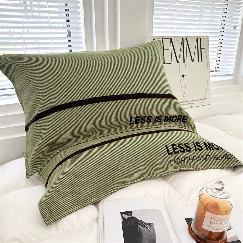 素生活 设计师款绿色简约风柔软纱布成人家用多功能纱布枕巾一对
