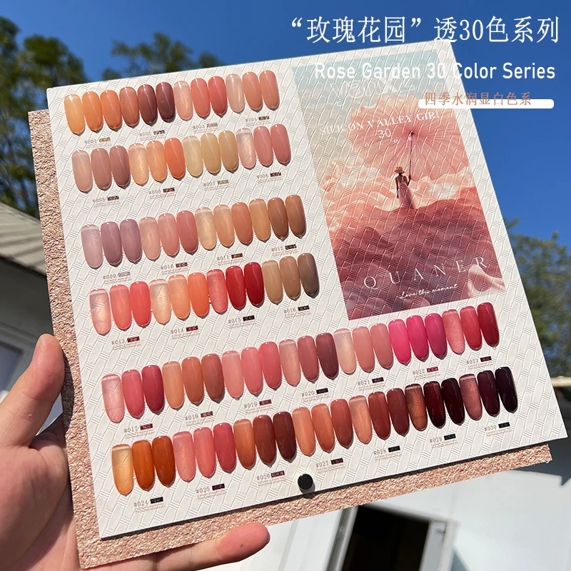 玫瑰花园30色2024年冰透色甲油胶蜜茶腮红梅紫美甲店专用套装