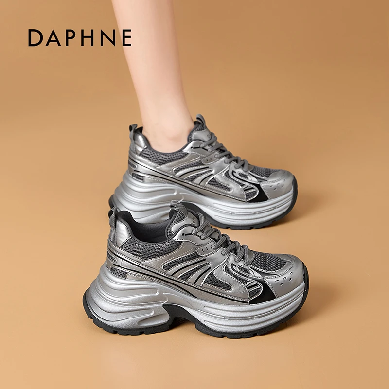 Daphne/达芙妮女鞋秋季老爹鞋时尚百搭网面透气潮鞋厚底ins系带