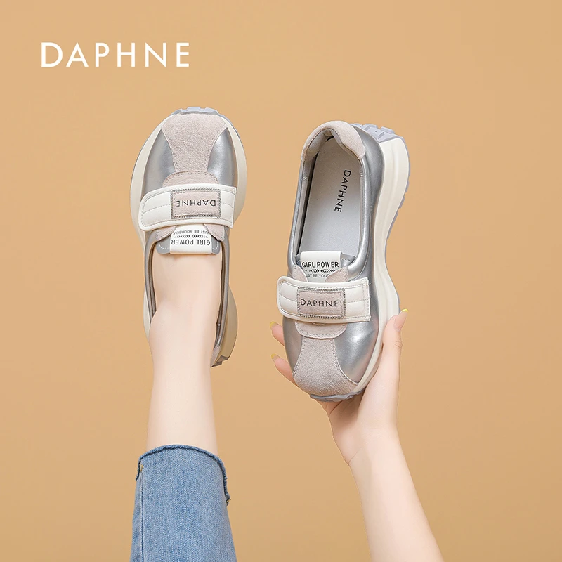 Daphne/达芙妮2025夏季时尚新款魔术贴芭蕾舞厚底运动阿甘鞋女z