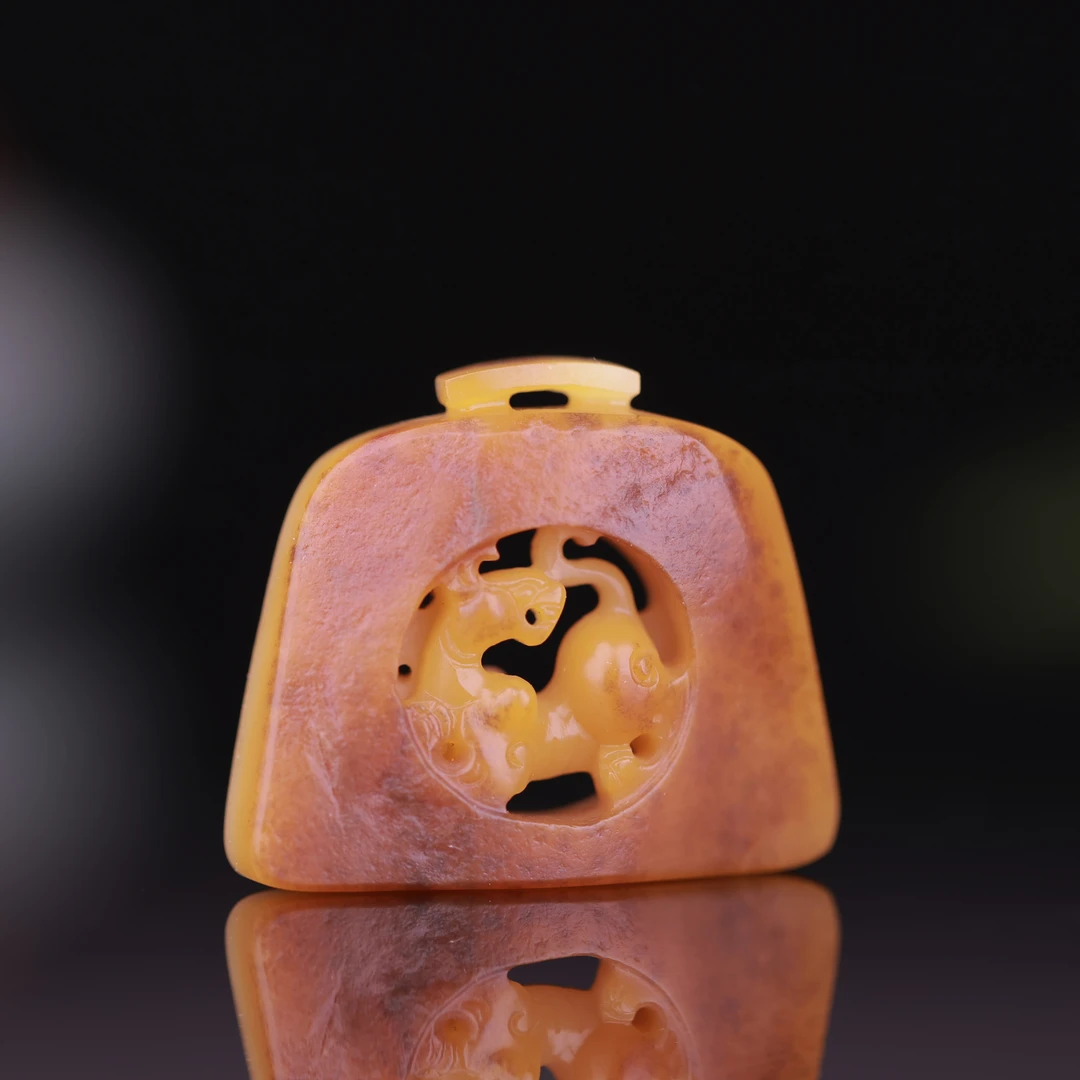 【仿古赤龙】8.8克28*24*8mm新疆和田玉温润纯净饱满圆润老熟黄沁