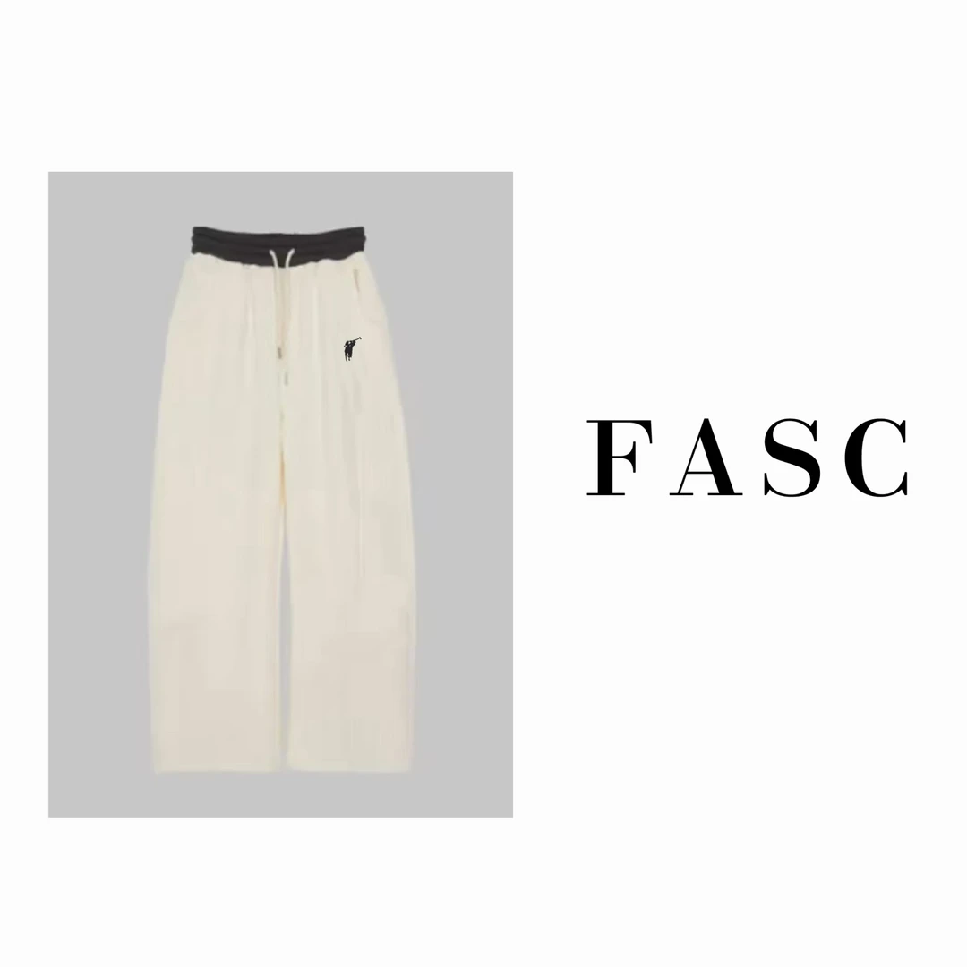 【FASCURE】2024冬季新款百搭高腰阔腿抽绳休闲裤宽松直筒拖地裤女