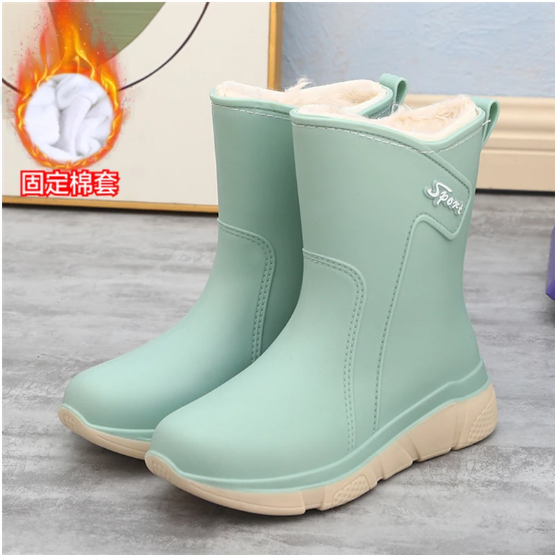 水鞋女士成人冬季防水雨鞋外穿加绒加厚雨靴耐磨防寒保暖时尚靴子