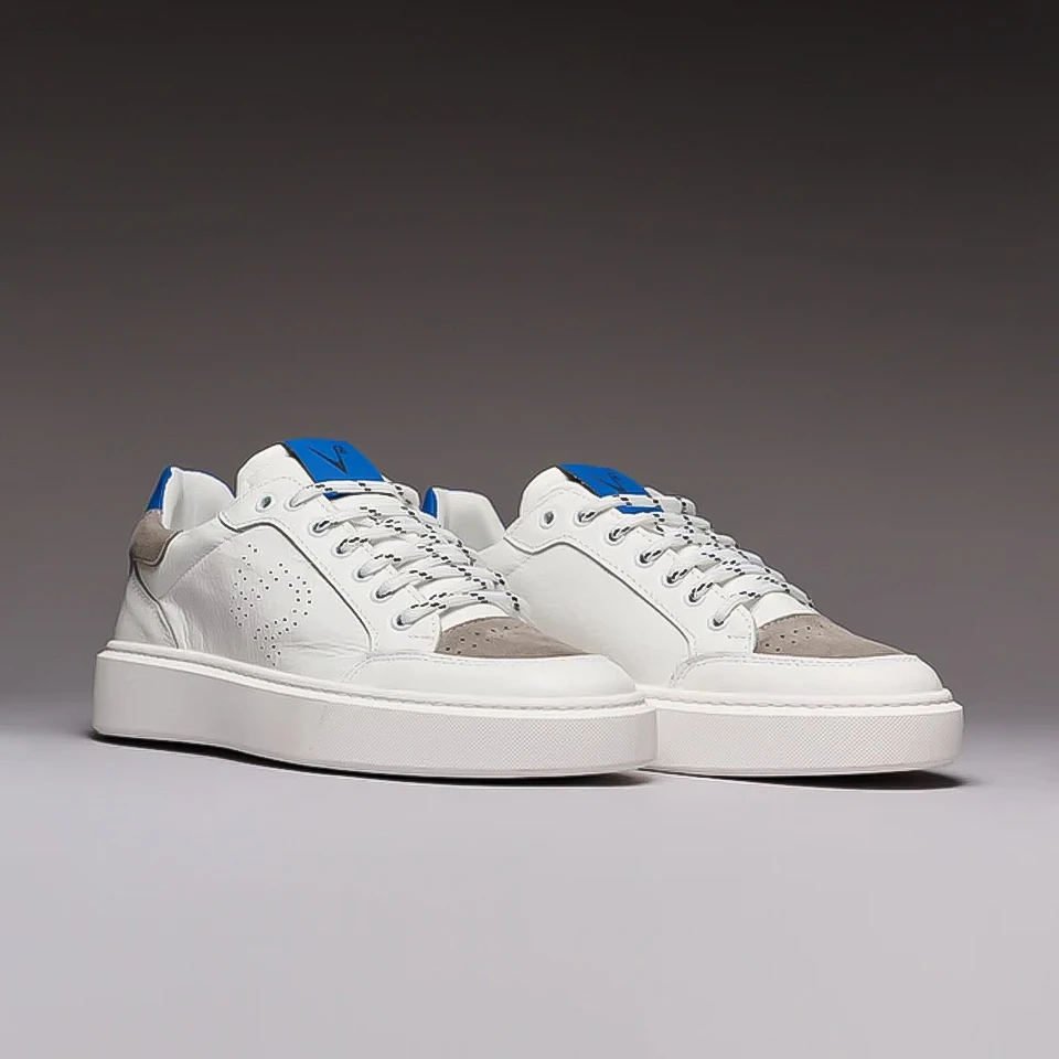 V2意大利小白鞋复古蓝色皇家风格潮流百搭男鞋