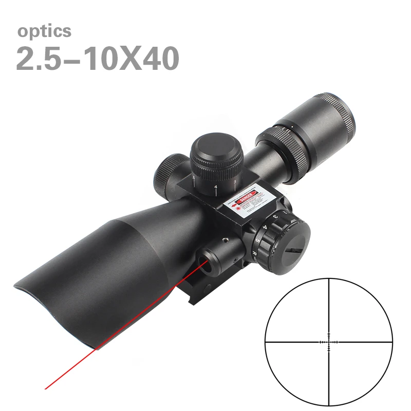 瞄准镜2.5-10x40激光一体微光夜视十字镜可调单筒望远镜充氮防水