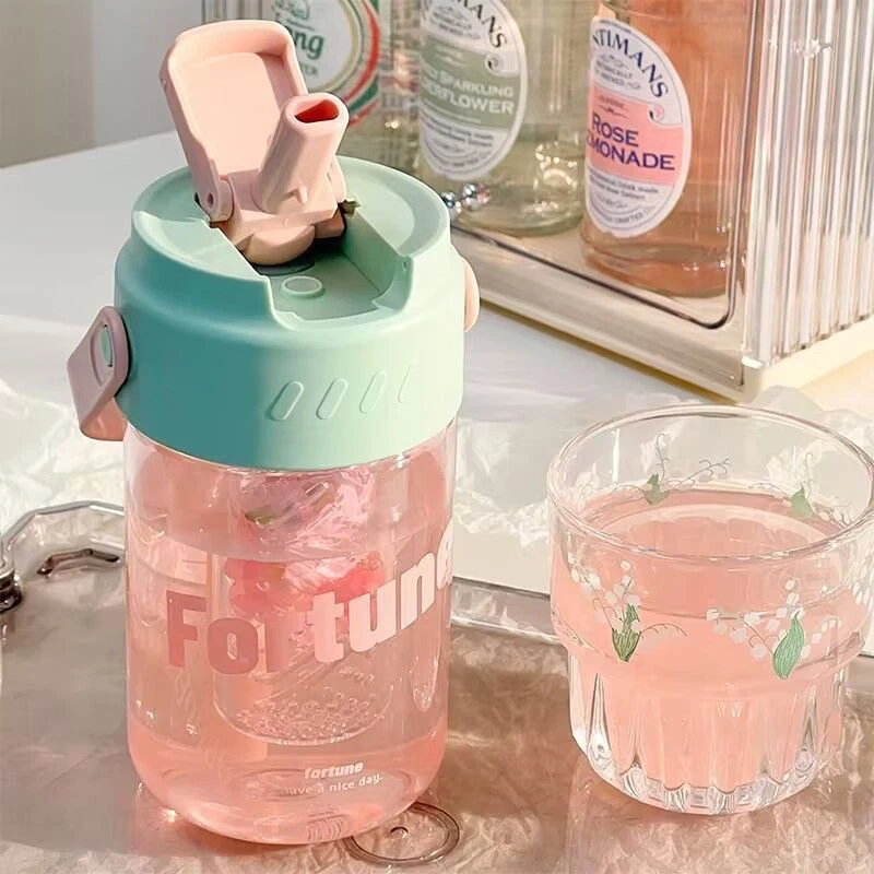 水杯女2023新款茶水分离便携式咖啡吸管杯夏季学生可爱杯子高颜值